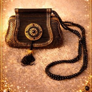 Stunning Mary Frances Vintage Black and Gold Shoulder Bag